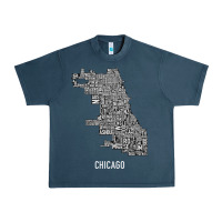 Midnight Navy chicago typography neighborhood map Urban Heavy Tee - artisFamous