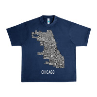 Navy chicago typography neighborhood map Urban Heavy Tee - artisFamous