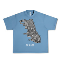 Pebble Blue chicago typography neighborhood map Urban Heavy Tee - artisFamous