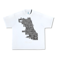 Chicago Typography Neighborhood Map Urban Heavy Tee | Teevron