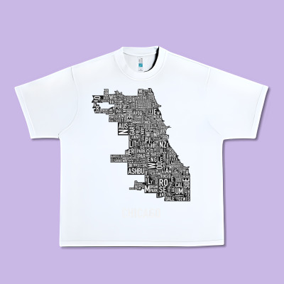 Chicago Typography Neighborhood Map Urban Heavy Tee Designed By Artisfamous