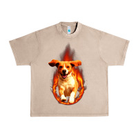 French Oak Dog In Fire Urban Heavy Tee - artisFamous