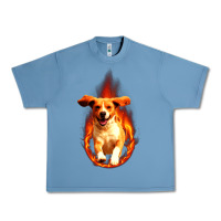 Pebble Blue Dog In Fire Urban Heavy Tee - artisFamous