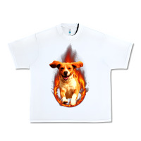 White Dog In Fire Urban Heavy Tee - artisFamous