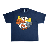 Navy Vintage Rocky And Bullwinkle Urban Heavy Tee - artisFamous