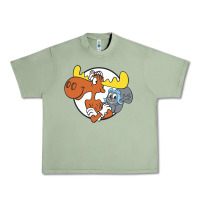 Oil Green Vintage Rocky And Bullwinkle Urban Heavy Tee - artisFamous