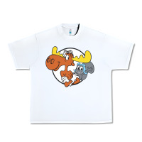 White Vintage Rocky And Bullwinkle Urban Heavy Tee - artisFamous