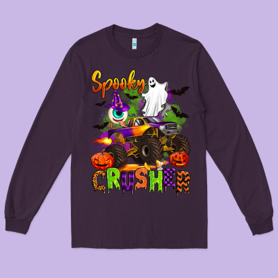 Spooky Cruhser With Monster Truck Long Sleeve Tee Designed By Artiststas