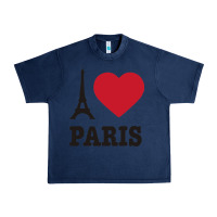 Navy i love paris eiffel tower funny Urban Heavy Tee - artisFamous