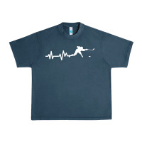 Midnight Navy hockey player heartbeat ice Urban Heavy Tee - artisFamous