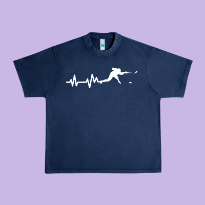 Hockey Player Heartbeat Ice Urban Heavy Tee Designed By Artisfamous