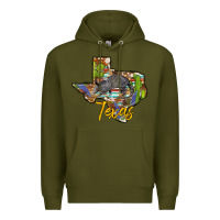Army Green texas map armadillo Premium Hoodie - BarkalooDesign