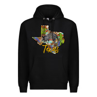 Black texas map armadillo Premium Hoodie - BarkalooDesign