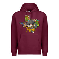 Burgundy texas map armadillo Premium Hoodie - BarkalooDesign