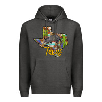 Charcoal Heather texas map armadillo Premium Hoodie - BarkalooDesign