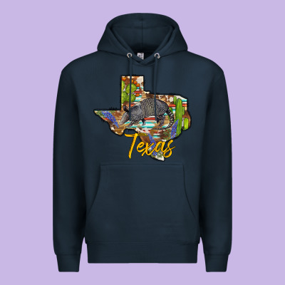 Texas Map Armadillo Premium Hoodie Designed By Barkaloodesign