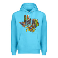 Ocean Blue texas map armadillo Premium Hoodie - BarkalooDesign