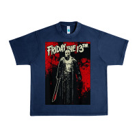 Navy friday the 13th jason drip Urban Heavy Tee - artisFamous