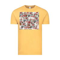 Vintage Mustard hot cocoa christmas cheer pattern Vintage Tee - CowhideDigitalArt