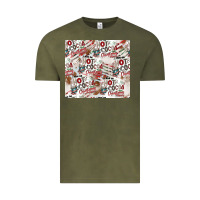 Vintage Olive hot cocoa christmas cheer pattern Vintage Tee - CowhideDigitalArt