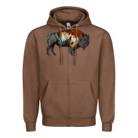 Chestnut gemstone bison Zipper Hoodie - RanaPortraitStore