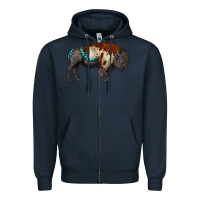 Navy gemstone bison Zipper Hoodie - RanaPortraitStore