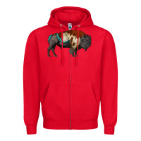 Red gemstone bison Zipper Hoodie - RanaPortraitStore