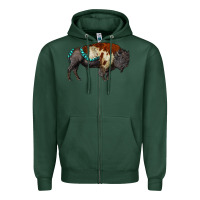 Sports Green gemstone bison Zipper Hoodie - RanaPortraitStore