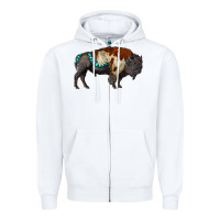 White gemstone bison Zipper Hoodie - RanaPortraitStore