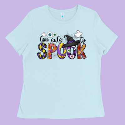 Too Cute To Spook Ladies Tee Designed By Cowhidedigitalart