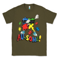 Army Green Au-some! Autism puzzle dabbing Classic Tee - FaDigitalArtStudio