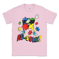 Bubblegum Pink Au-some! Autism puzzle dabbing Classic Tee - FaDigitalArtStudio