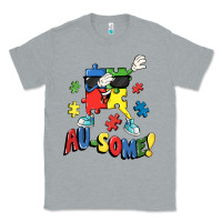 Heather Grey Au-some! Autism puzzle dabbing Classic Tee - FaDigitalArtStudio
