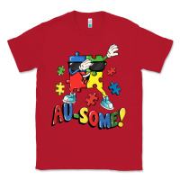 Red Au-some! Autism puzzle dabbing Classic Tee - FaDigitalArtStudio