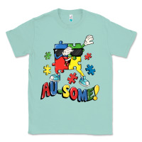 Seafoam Au-some! Autism puzzle dabbing Classic Tee - FaDigitalArtStudio