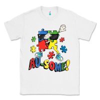 White Au-some! Autism puzzle dabbing Classic Tee - FaDigitalArtStudio