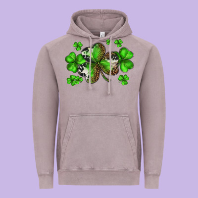 St. Patricks Day Shamrocks Vintage Hoodie Designed By Barkaloodesign
