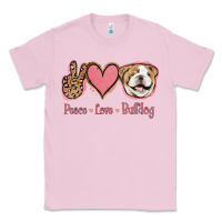 Bubblegum Pink Peace Love Bulldog Classic Tee - Jasminsmagicworld