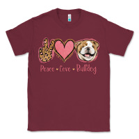 Burgundy Peace Love Bulldog Classic Tee - Jasminsmagicworld
