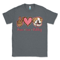 Charcoal Heather Peace Love Bulldog Classic Tee - Jasminsmagicworld