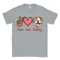 Heather Grey Peace Love Bulldog Classic Tee - Jasminsmagicworld