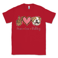 Red Peace Love Bulldog Classic Tee - Jasminsmagicworld