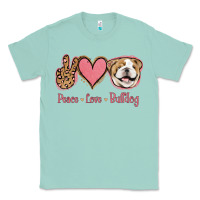 Seafoam Peace Love Bulldog Classic Tee - Jasminsmagicworld