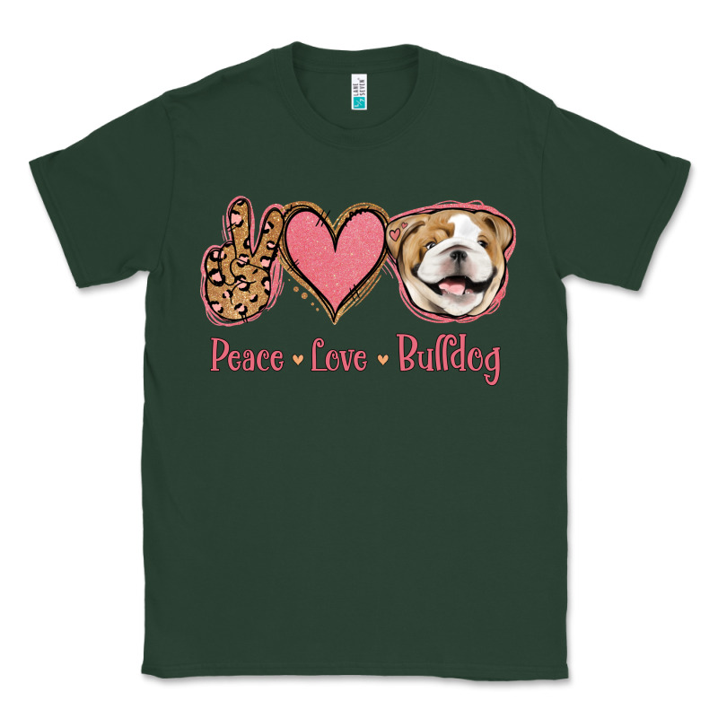 Peace Love Bulldog Classic Tee by Jasminsmagicworld | Teevron