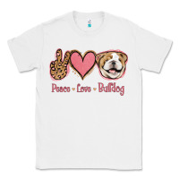 White Peace Love Bulldog Classic Tee - Jasminsmagicworld