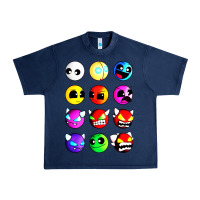Navy geometry dash difficulty  faces Urban Heavy Tee - artisFamous