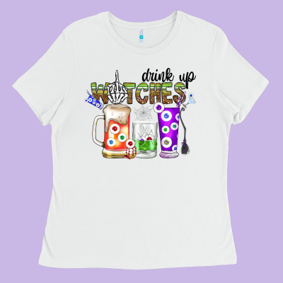 Drink Up Witches Ladies Tee Designed By Cowhidedigitalart
