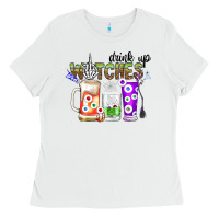 White Drink Up Witches Ladies Tee - CowhideDigitalArt