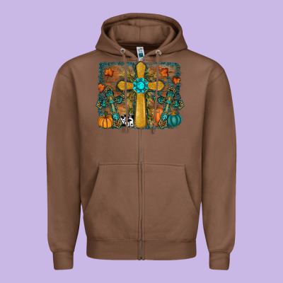 Fall Cross Zipper Hoodie Designed By Ranaportraitstore