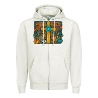 Oatmeal Heather fall cross Zipper Hoodie - RanaPortraitStore
